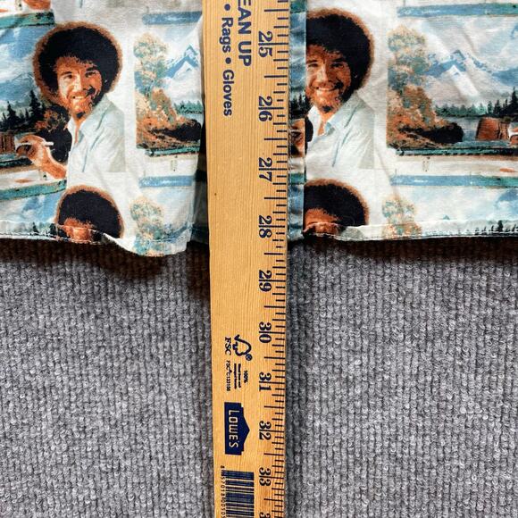 Bob Ross Button Up Shirt Men's Large White Geometric AOP SS Casual Fun Party - Picture 7 of 10